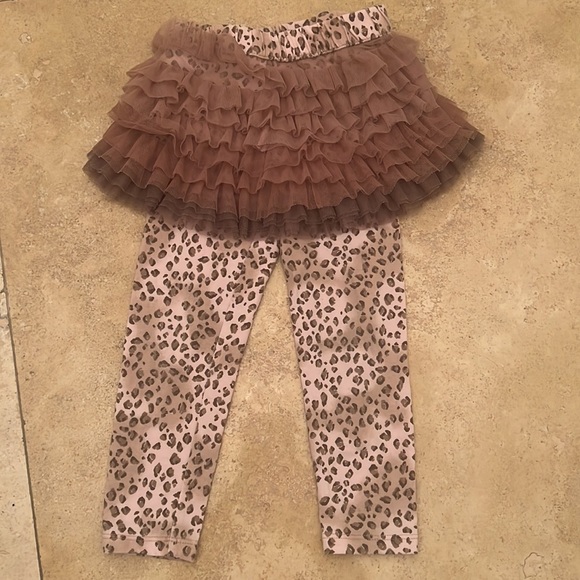 Kate Mack Pink Leopard Print Tutu Leggings and Puff Shoulder Top Size 2/2T - Picture 7 of 11